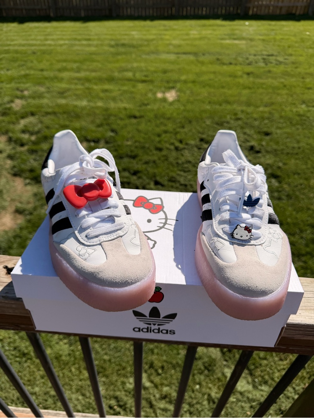 adidas White Sneakers with Black Stripes and Pink Sole size 7.5W - Picture 3 of 4
